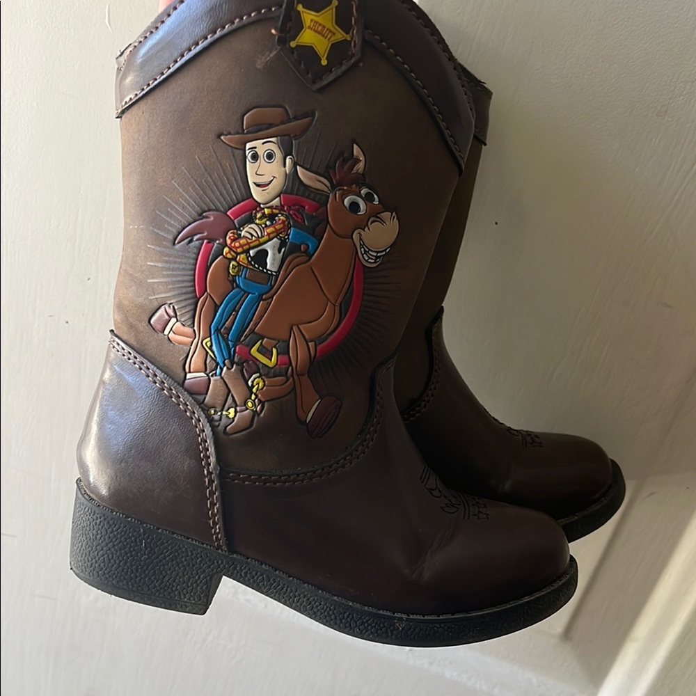 Kids Cowboy Boots with Toy Story Design - Brown